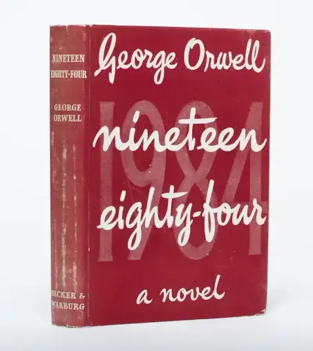 Front cover of the first edition of George Orwell's "1984"