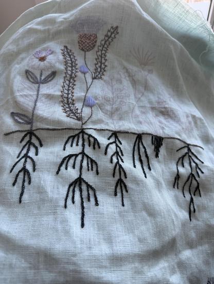 Stitched roots and blooms