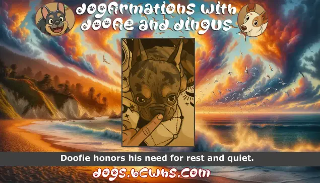 Dogfirmations with Doofie and Dingus: Quiet
 
Doofie honors his need for rest and quiet.