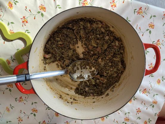 Lentils with lardons