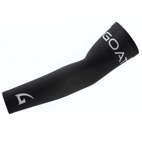 Black Baseball Compression Arm Sleeve with GOAThletics branding designed for enhanced circulation, muscle support, and performance.