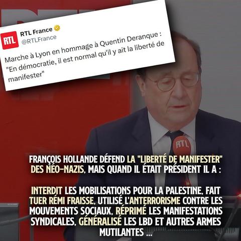 François Hollande, ancien Président de la République et baron du Parti Socialiste, parle de liberté de manifester pour les nazis.