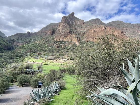 One of my favourite spots for hiking out and about in the island: Guayadeque. Impressive mountain range, an exuberant lush of green in the winter time and lots of blue skies all around with the odd cloud here and there. Ideal for plenty of peace and quiet in the midst of a maddening world! Nature, pure bliss! 👌🏻😍 

PS. Can you spot the car? 😎👍🏻
