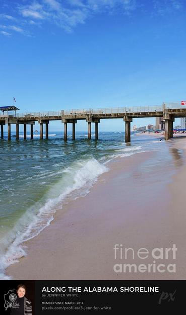 Waves roll in on the shore along the coastline of Orange Beach, Alabama, United States by the fishing pier. 
@fineartamerica 
https://5-jennifer-white.pixels.com/featured/along-the-alabama-shoreline-jennifer-white.html
#photography #beachlife #beachart #buyintoart