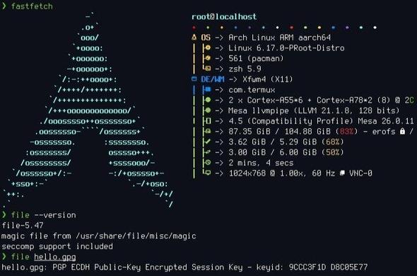 Termux proot ArchLinux aarch64 file 5.47 and PoC