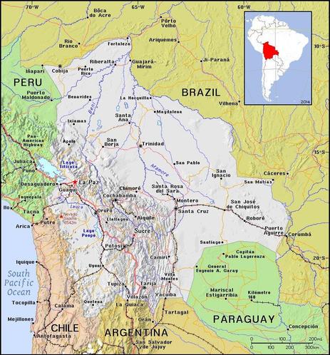 A map showing the location of Bolivia
Credit https://ian.macky.net/pat/
