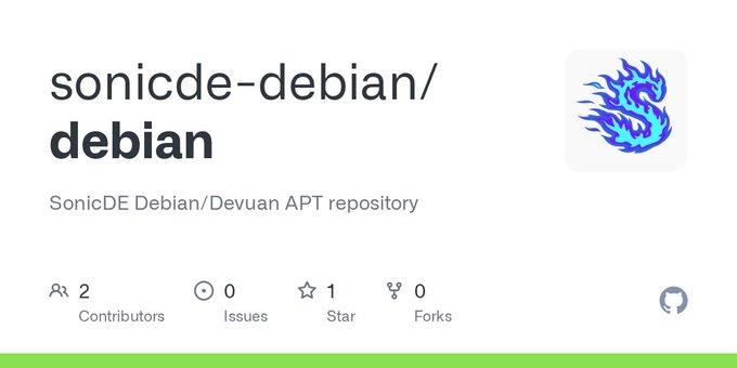 Preview image of the SonicDE third-party packages repository for Debian and Devuan at https://github.com/sonicde-debian/debian.