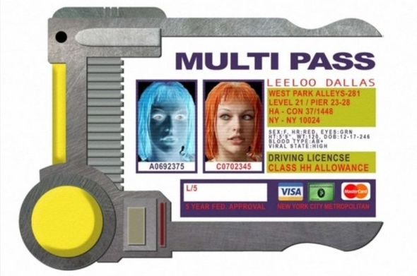 Leeloo Dallas multipass from Fifth Element.