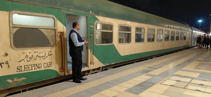 A sleeping car of a night train in Cairo, Egypt.