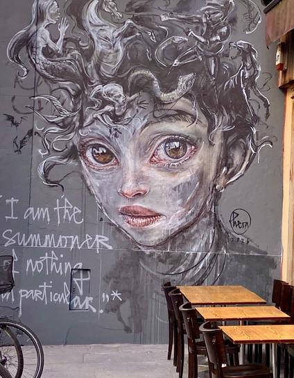 German woman streetartist Hera in Paris