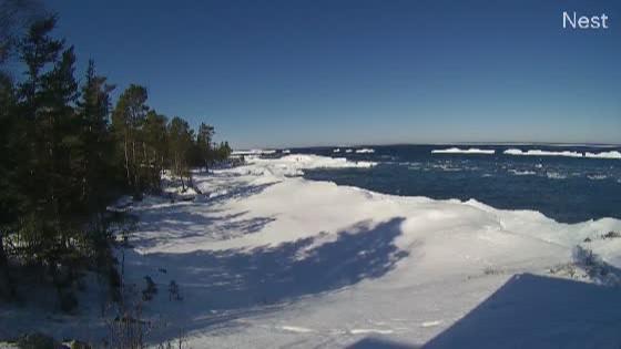 Northern pano view from the Eagle Harbor Light Station on the tip of the Keweenaw Peninsula in Lake Superior. // Image captured at: 2026-03-08 15:48:03 UTC (about 1 min. prior to this post) // Image sourced from: eagleharborcam.com // Current Temp in Eagle Harbor: 43 F | 6 C // Precip: broken clouds // Wind: WSW at 21 mph | 34 kph // Humidity: 81%