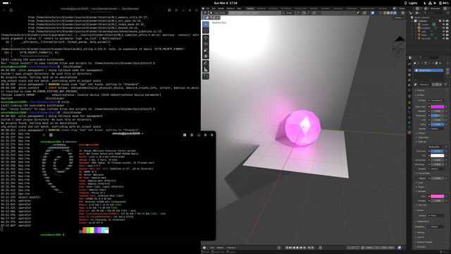 it's blender 5.0 running on panvk! on gnome/mesa git/mnt pocket reform with rk3588