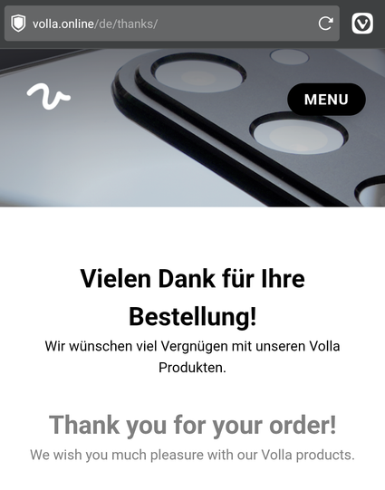 Volla checkout screen