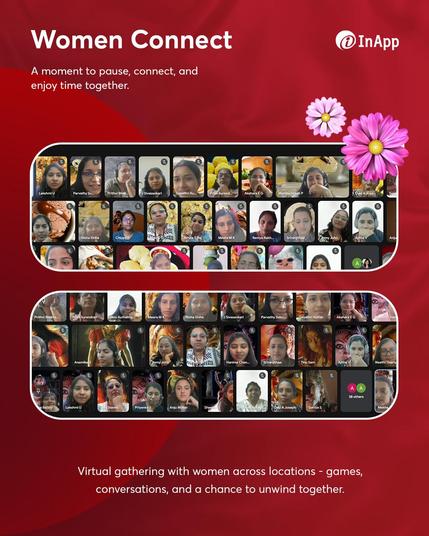 Day 1 - The Women Connect virtual session kicked off our Women’s Week with a lively 45-minute break that brought together 75+ women colleagues across locations.
Through fun activities like the Virtual Background Challenge, Find It Fast, and Two Truths and a Lie, the session quickly turned into an energetic space filled with laughter, stories, and genuine connection.
#InApp #StrongInTheEveryday #WomensDay #WomenAtInApp #WorkplaceCulture #InternationalWomensDay #WomensDay2026