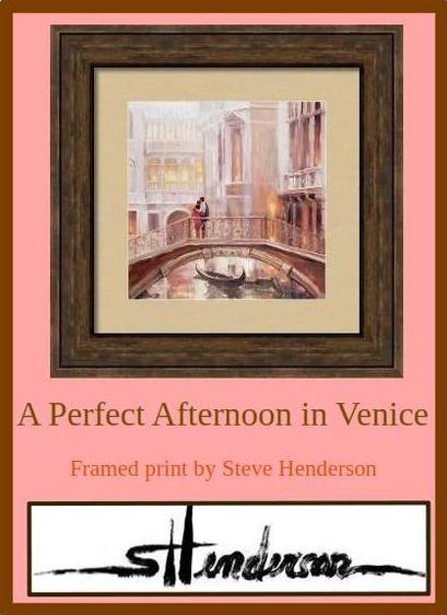 Couple hugging on bridge in Venice.