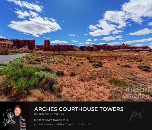 A roadside beautiful desert landscape at Arches National Park in Moab, Utah, United States at the Courthouse Towers area
@fineartamerica
https://5-jennifer-white.pixels.com/featured/arches-courthouse-towers-roadside-view-jennifer-white.html
#buyintoart #photography #fineart