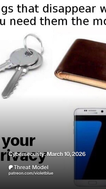 Header image for today's newsletter is a meme that reads "Things that disappear when you need them most" with pictures of a set of keys, a wallet, a cellphone, and the words "your privacy"