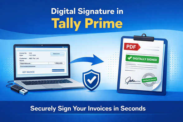 Digital signature workflow in Tally Prime with invoice export and verified signed PDF