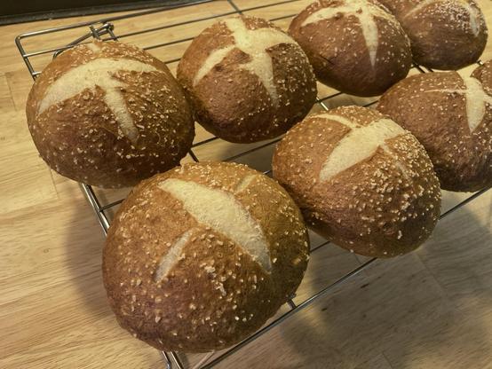 Home made pretzel buns