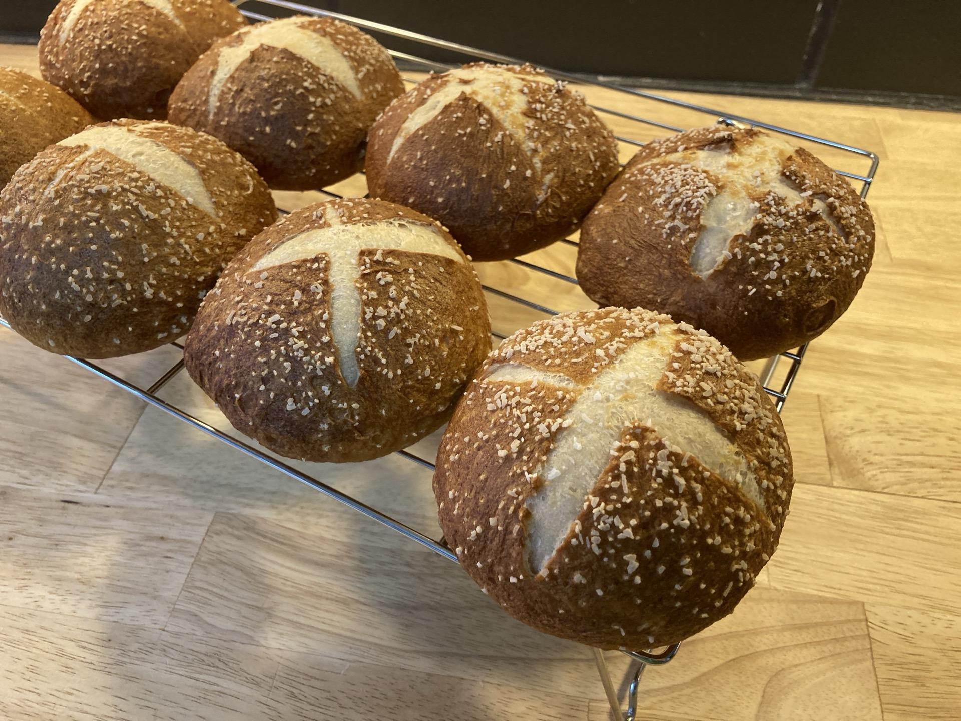 Home made pretzel buns