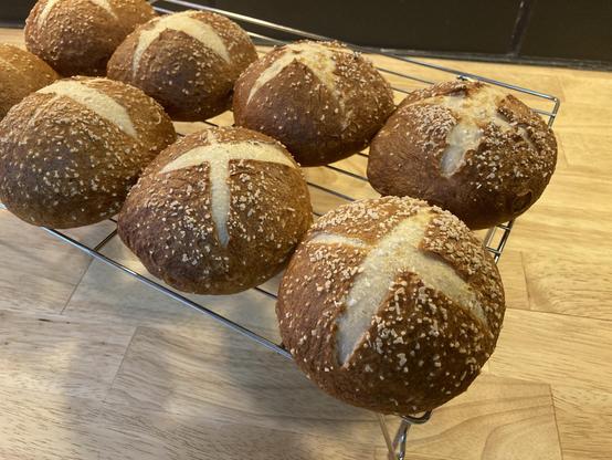 Home made pretzel buns