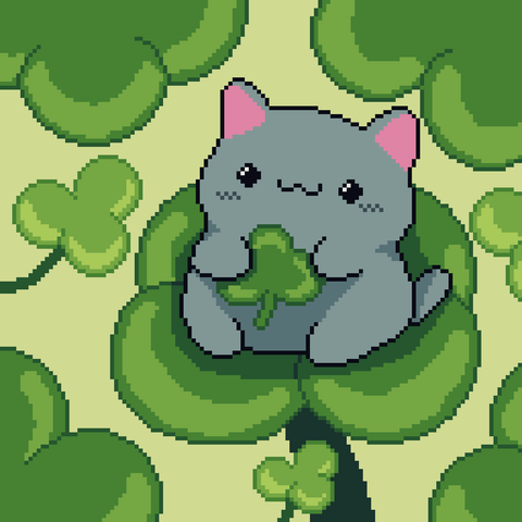 cat with a clover