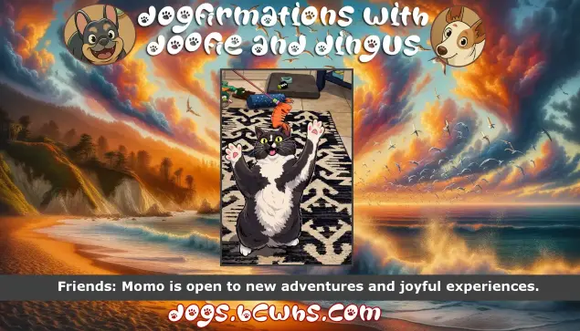 Dogfirmations with Doofie and Dingus: Adventures
Friends: Momo is open to new adventures and joyful experiences.