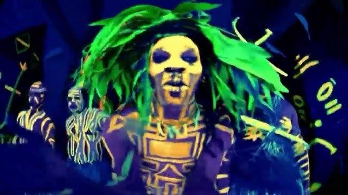 Neon glow in dark which doctor like character from Busta Rhymes videos.