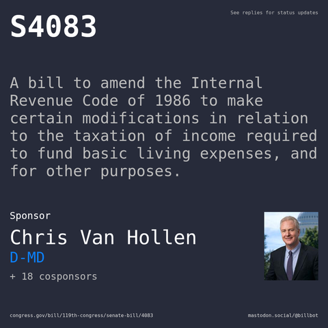 Description of S4083, and a depiction of its sponsor, Chris Van Hollen.