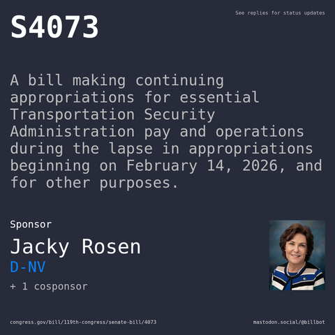 Description of S4073, and a depiction of its sponsor, Jacky Rosen.