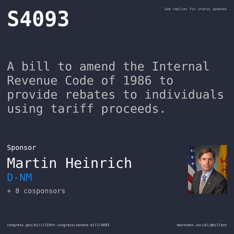 Description of S4093, and a depiction of its sponsor, Martin Heinrich.