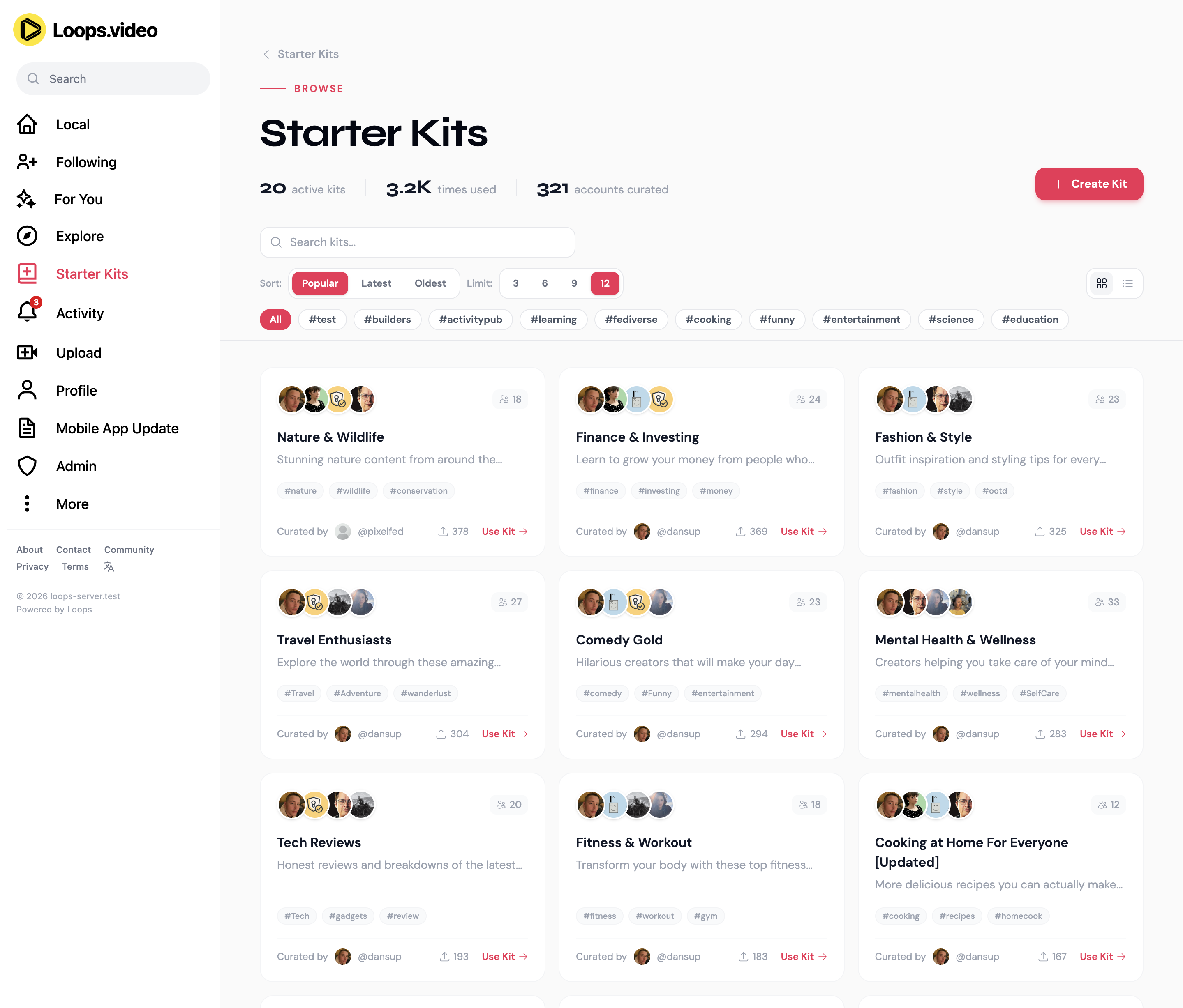 Loops Starter Kits Browse page