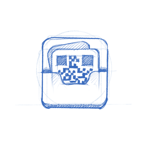 CoBang app icon sketch. A Qr scanner.