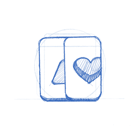 Memories app icon sketch: a sliding photo gallery.