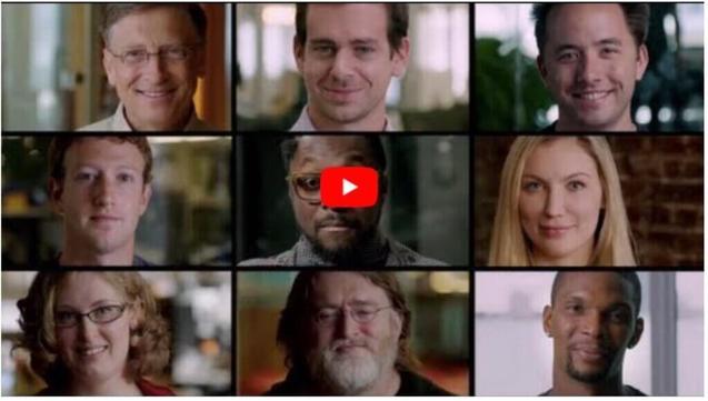 What most schools don't teach—programming! Screenshot of a video by industry leaders on the value of learning to code.
