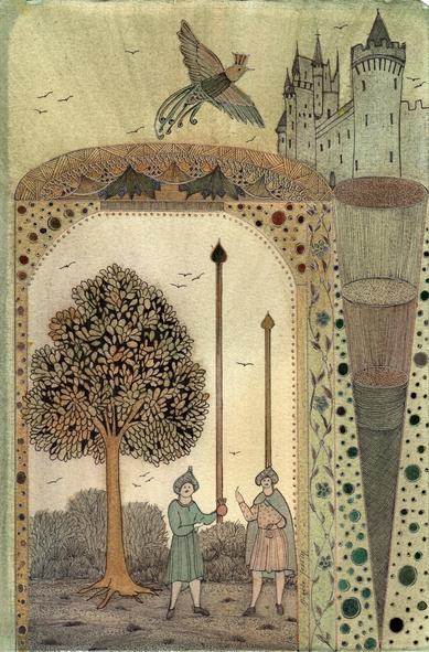 Série : "Présage". N°2.
Un château, un arbre, un oiseau...
Une rencontre suspendue entre l’encre et l’imaginaire, où le temps semble s’être arrêté.