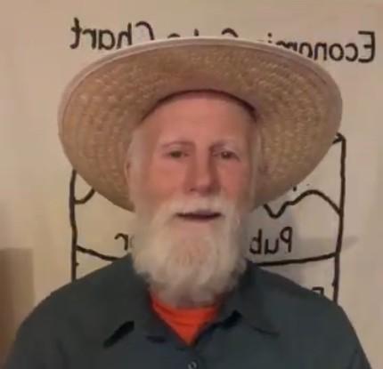 Screen shot of Tony standing in front of his now famous "cake", with his winter weight white beard wearing his field hat, wearing a blue green open necked shirt with an orange T-shirt from his video about supporting the NDP Convention resolution "Achieving Proportional Representation".
The full text of Tony's recommendation is "Folks going to convention are being asked to help prioritize the resolutions we will consider during the Winnipeg Convention. Our campaign has stressed the need to deal with Canada's first past the post electoral system. For 106 years, ever since women and working men got the vote after the first world war, it has been keeping us from getting fair representation in Parliament. The resolution "Achieving Proportional Representation" would help us as a party increase the likelihood of moving this forward. If we don't deal with this logjam we will make little progress in Parliament on any other resolutions or policies.
The resolution ranking process runs from March 13 to 16. If you are a delegate I invite you to rank the resolution "Achieving Proportional Representation" very highly - I will be ranking it number 1. If you are not going to convention but share my concern that we have to deal with this logjam please encourage any delegates you know to rank it highly. Find it in the section "Governing in an inclusive and fair Canada."
I want us to hold power, not be always trying to shame or guilt those who have it.
