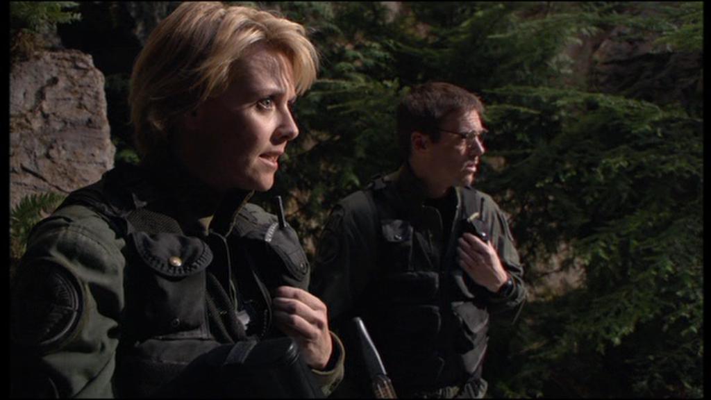 Colonel Carter and Daniel Jackson hold off a looming threat