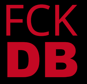 Auf schwarzem Grund rote Buchstaben: FCK DB