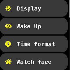 Settings menu before my changes.