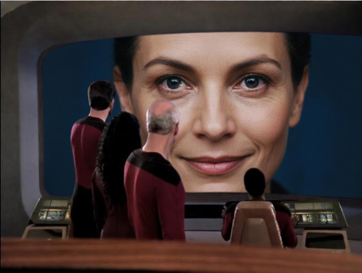 The face is now a clear, smiling woman.