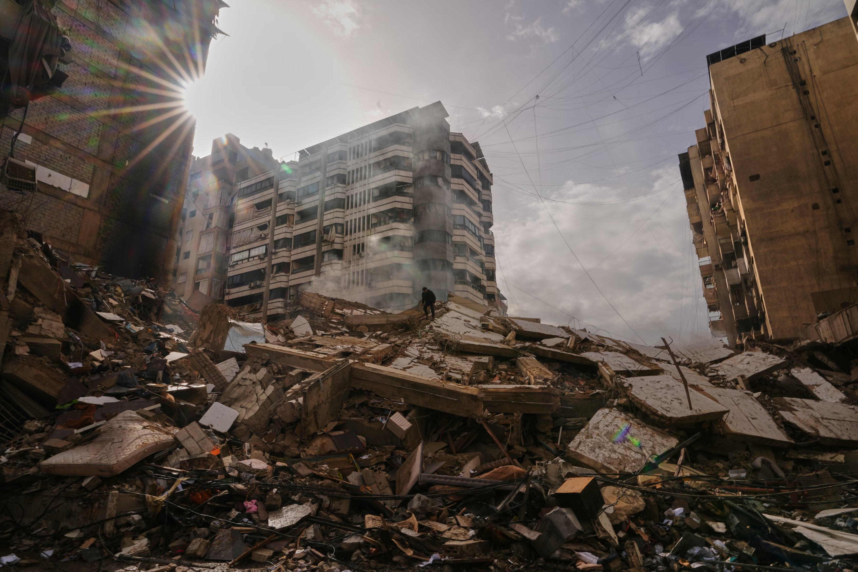 A building destroyed in an Israeli airstrike on Dahiyeh in Beirut’s southern suburbs.