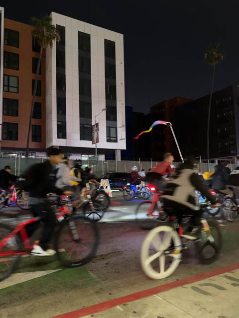 bike riders (and scooters and skateboarders and skaters) on Figueroa Street in Los Angeles