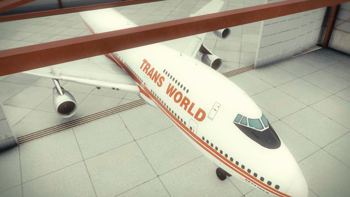 Mentour Pilot screengrab depicting an airplane with "Trans World" in large orange letters on the side