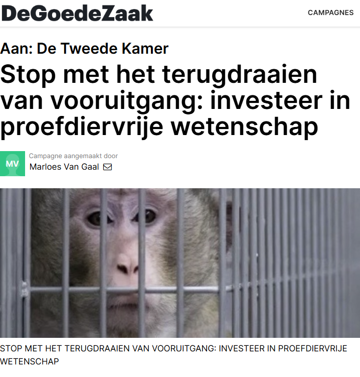 Stop met het terugdraaien van vooruitgang: investeer in proefdiervrije wetenschap