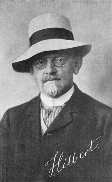 In the photo of the great mathematician, he's wearing a weirdly tall hat with a floppy brim.