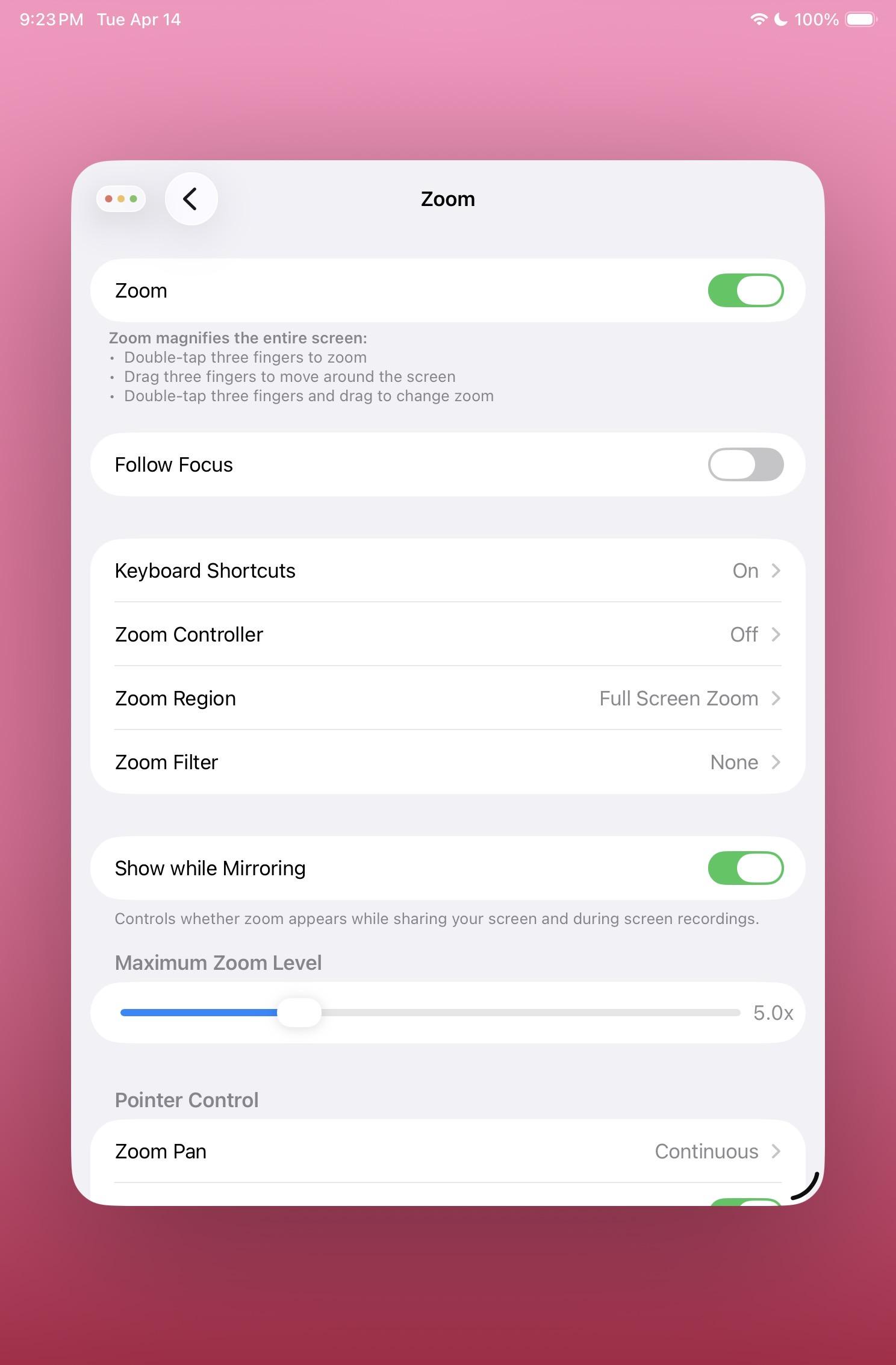 Screen Zooming on iOS