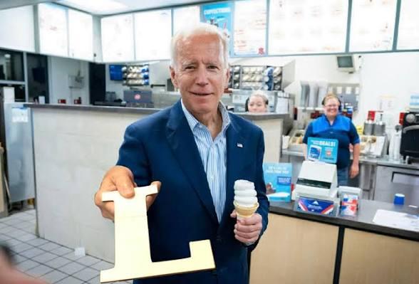 Joe Biden handing out an "L"