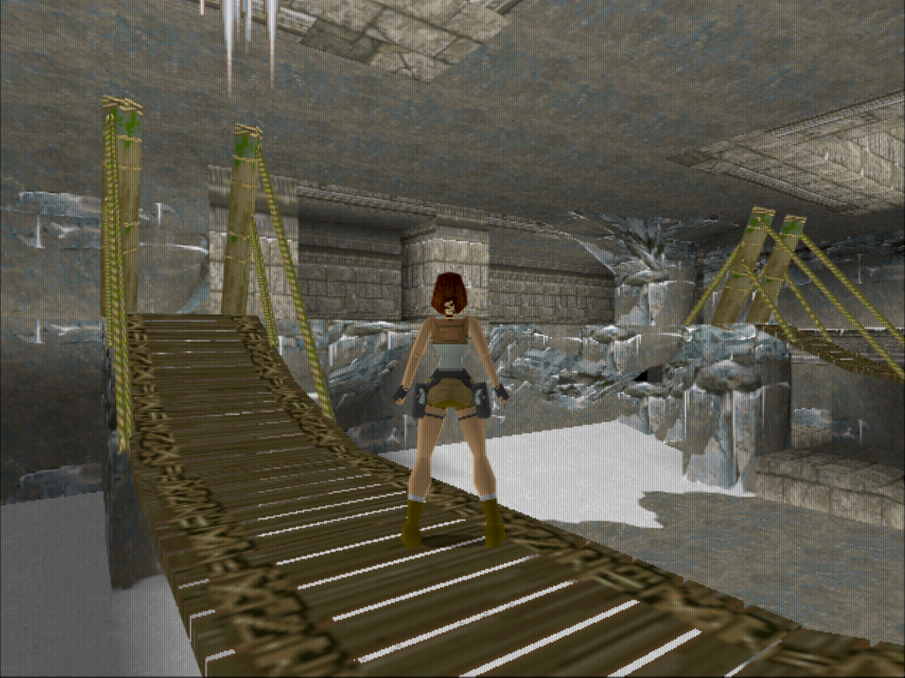 Playing Lara Croft in "Tomb Raider" (1996), on the other hand, posed no issues for male teenagers. They could justify their engagement based on the character's (low poly) attributes, but what makes Tomb Raider endure to this day is that Lara is, in fact, a strong character.

This is the MS-DOS version of Tomb Raider under Voodoo Graphics emulation.