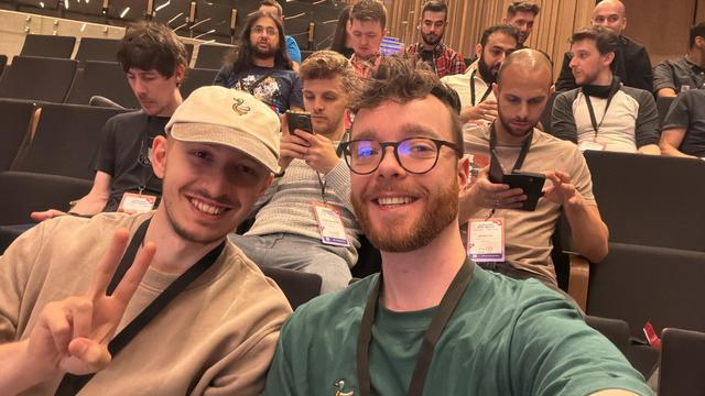 William Blackie and Ivan Gerov attending Djangocon Europe 2026 in Athens, Greece.